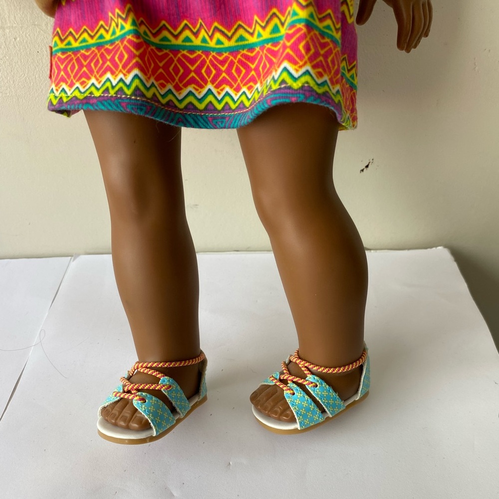 American Girl Doll Dark Skin Curly Hair Outfit Bundle | Colorful Summer Dress - Picture 7 of 11